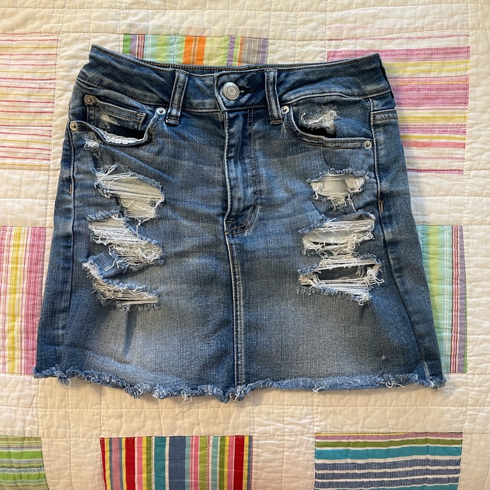 American Eagle Distressed Jean Skirt